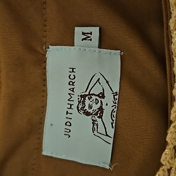 JUDITH MARCH Brown Crochet Metallic Lace Trim Boho Mini Dress - Picture 8 of 10